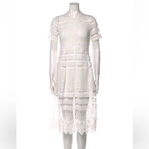 Maje White Lace Midi Dress